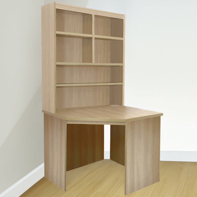 R White Cabinets Corner 6 Shelf Computer Desk with Hutch Brown - Size: 182.8 x 94 x 54cm - Wilko - image 1