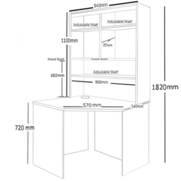 R White Cabinets Corner 6 Shelf Computer Desk with Hutch Brown - Size: 182.8 x 94 x 54cm - Wilko - thumbnail 7