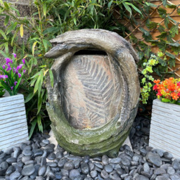 Tranquillity Fossil Leaf LED Water Feature - Size: 56 x 45 x 21cm - Grey - Wilko - thumbnail 3