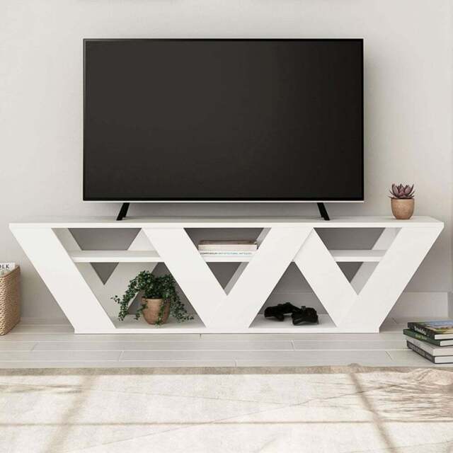 Decortie Ralla 2 Shelf White Modern TV Unit - Size: 40 x 158 x 30cm - Wilko - image 1