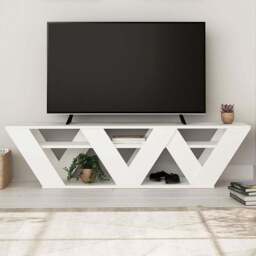 Decortie Ralla 2 Shelf White Modern TV Unit - Size: 40 x 158 x 30cm - Wilko - thumbnail 1