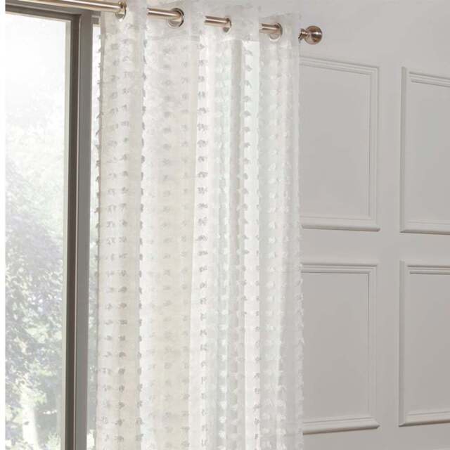 Divante White Tufted Panel Eyelet Curtain 137 x 213cm - Size: W 137 x D 228cm - Wilko - image 1