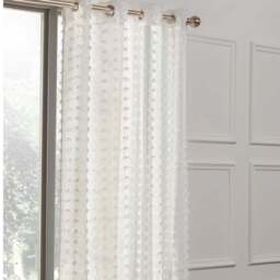 Divante White Tufted Panel Eyelet Curtain 137 x 213cm - Size: W 137 x D 228cm - Wilko - thumbnail 1