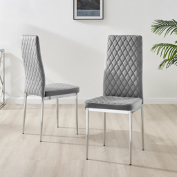 Furniturebox Lucia Valera 4 Seater Dining Set Grey Gloss and Chrome - Wilko - thumbnail 4