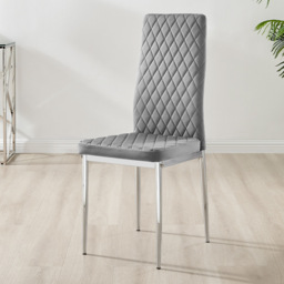 Furniturebox Lucia Valera 4 Seater Dining Set Grey Gloss and Chrome - Wilko - thumbnail 5