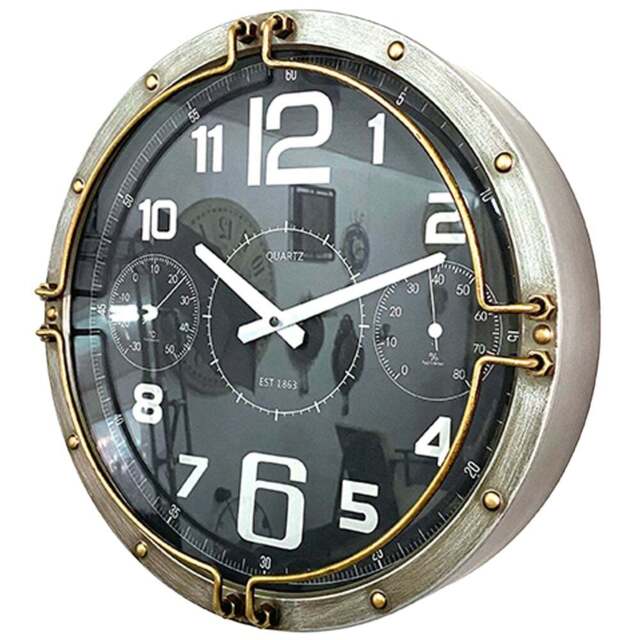 Acacia Home Silver Wall Clock with Inner Clocks 40cm - Size: 40 x 40 x 8cm - Wilko - image 1