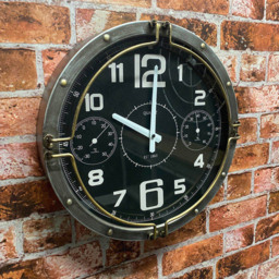 Acacia Home Silver Wall Clock with Inner Clocks 40cm - Size: 40 x 40 x 8cm - Wilko - thumbnail 3