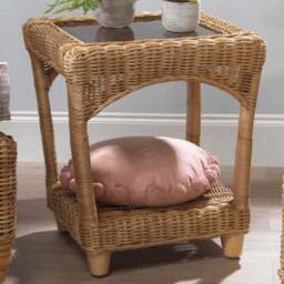 Desser Furniture Seville Light Oak Natural Rattan Lamp Table - Size: 57.0 cm x 49.0 cm x 49.0 cmcm - Brown - Wilko