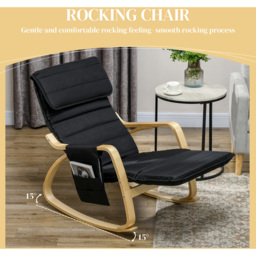 HOMCOM Black Rocking Recliner Lounge Chair with Adjustable Footrest - Size: Single - Wilko - thumbnail 6