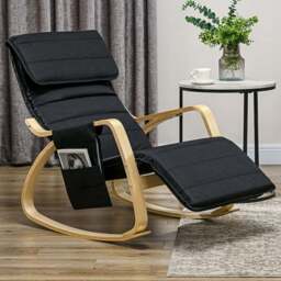 HOMCOM Black Rocking Recliner Lounge Chair with Adjustable Footrest - Size: Single - Wilko