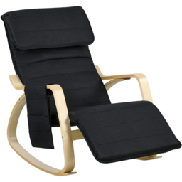 HOMCOM Black Rocking Recliner Lounge Chair with Adjustable Footrest - Size: Single - Wilko - thumbnail 3