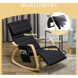 HOMCOM Black Rocking Recliner Lounge Chair with Adjustable Footrest - Size: Single - Wilko - thumbnail 7