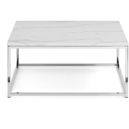 Julian Bowen Scala Chrome and White Marble Top Coffee Table - Size: 90 x 90 x 40cm - Wilko - thumbnail 4