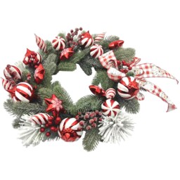 Candy Cane and Frosted Pine Wreath Green and Red - Wilko - thumbnail 3