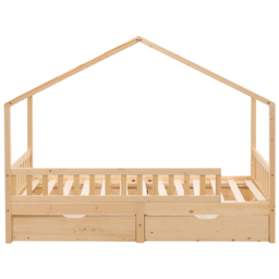Portland Wood House 2 Drawer Natural Kids Bed Frame - Size: Single - Yellow - Wilko - thumbnail 3