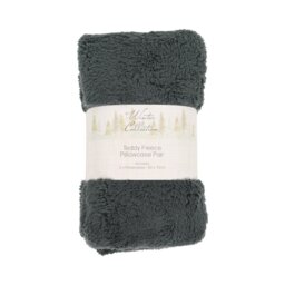 Pack of 2 Teddy Fleece PillowcasesCharcoal - Winter Collection - Wilko - thumbnail 1