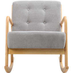 Living and Home Grey Buttoned Wooden Rocking Chair - Size: Single - Wilko - thumbnail 3