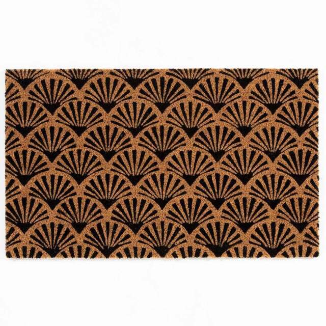 Esselle Home Black Printed Scallop Coir Doormat 75 x 45cm - Wilko - image 1