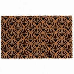 Esselle Home Black Printed Scallop Coir Doormat 75 x 45cm - Wilko - thumbnail 1