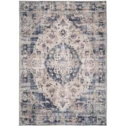 Kukoon Distressed Vintage Medallion Beige Blue Washable Rug 120 x 170cm - Wilko