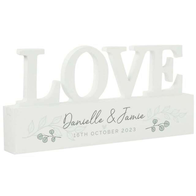 Personalised Memento Personalised Botanical Wooden Love Ornament - Size: 2 x 1 x 0.2cm - White - Wilko - image 1