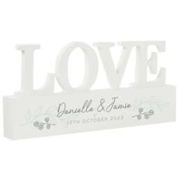Personalised Memento Personalised Botanical Wooden Love Ornament - Size: 2 x 1 x 0.2cm - White - Wilko - thumbnail 1