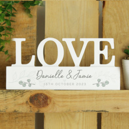 Personalised Memento Personalised Botanical Wooden Love Ornament - Size: 2 x 1 x 0.2cm - White - Wilko - thumbnail 3