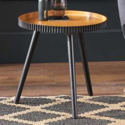Pacific Lifestyle Hammond Natural and Black Pine Wood Side Table - Brown - Wilko