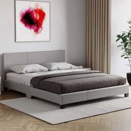 Vida Designs Lisbon King Size Grey Faux Leather Bed Frame - Wilko - thumbnail 1