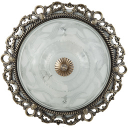 Happy Homewares Traditional and Classic Antique Brass Floral Glass Flush Ceiling Light - Size: 11 x 33 x 33cm - Gold - Wilko - thumbnail 6