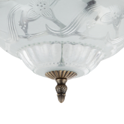 Happy Homewares Traditional and Classic Antique Brass Floral Glass Flush Ceiling Light - Size: 11 x 33 x 33cm - Gold - Wilko - thumbnail 4