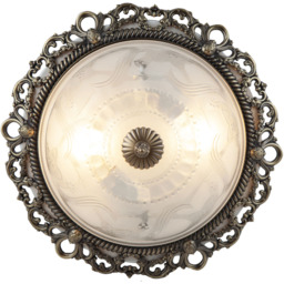 Happy Homewares Traditional and Classic Antique Brass Floral Glass Flush Ceiling Light - Size: 11 x 33 x 33cm - Gold - Wilko - thumbnail 5