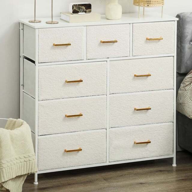 HOMCOM 9 Drawer Cream Boucle Chest of Drawers - Wilko - image 1