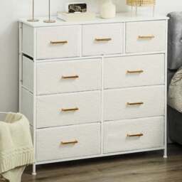 HOMCOM 9 Drawer Cream Boucle Chest of Drawers - Wilko