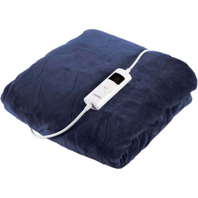 Carmen Blue Fleece Electric Heated Throw Over Blanket 160 x 130cm - Size: 160 x 130 x 1cm - Wilko - image 1