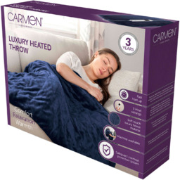 Carmen Blue Fleece Electric Heated Throw Over Blanket 160 x 130cm - Size: 160 x 130 x 1cm - Wilko - thumbnail 3