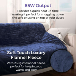Carmen Blue Fleece Electric Heated Throw Over Blanket 160 x 130cm - Size: 160 x 130 x 1cm - Wilko - thumbnail 4