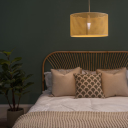 ValueLights Reni Wicker Large Drum Ceiling Lamp Shade 45cm - Size: 45 x 25 x 45cm - Cream - Wilko - thumbnail 7