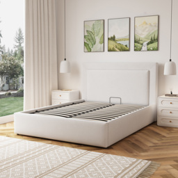 Artemis Home Weston King Size Beige Linen Upholstered Ottoman Bed - Wilko - thumbnail 3