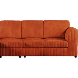 Luxor 4 Seater Orange Jumbo Cord Left Hand Facing Full Back L Shaped Corner Sofa Set - Wilko - thumbnail 5