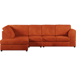 Luxor 4 Seater Orange Jumbo Cord Left Hand Facing Full Back L Shaped Corner Sofa Set - Wilko - thumbnail 3