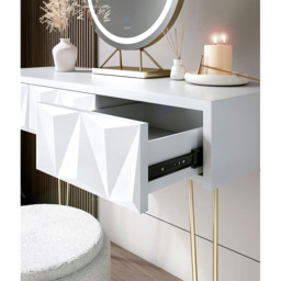 CARME Home Claudia White and Gold Dressing Table - Size: 29 x 51.5 x 114cm - Wilko - thumbnail 6