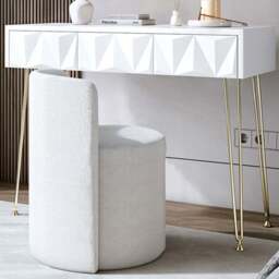 CARME Home Claudia White and Gold Dressing Table - Size: 29 x 51.5 x 114cm - Wilko