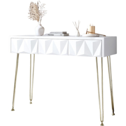CARME Home Claudia White and Gold Dressing Table - Size: 29 x 51.5 x 114cm - Wilko - thumbnail 3
