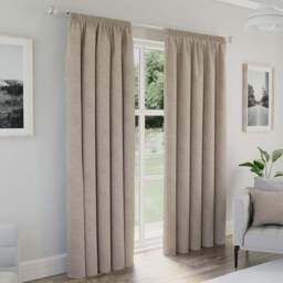 Enhanced Living Dallas Natural Thermal Blackout Pencil Pleat Curtains 117 x 229cm - Cream - Wilko