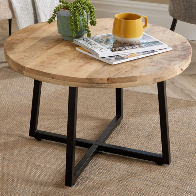 Home Source Modesto Mango Wood Round Coffee Table - Size: 44 x 70 x 70cm - Brown - Wilko - image 1