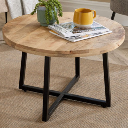 Home Source Modesto Mango Wood Round Coffee Table - Size: 44 x 70 x 70cm - Brown - Wilko - thumbnail 1