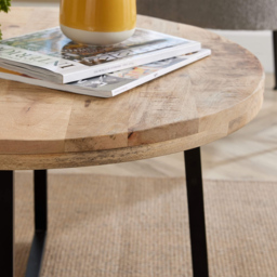 Home Source Modesto Mango Wood Round Coffee Table - Size: 44 x 70 x 70cm - Brown - Wilko - thumbnail 4
