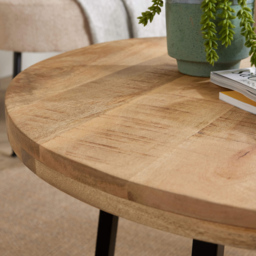 Home Source Modesto Mango Wood Round Coffee Table - Size: 44 x 70 x 70cm - Brown - Wilko - thumbnail 5
