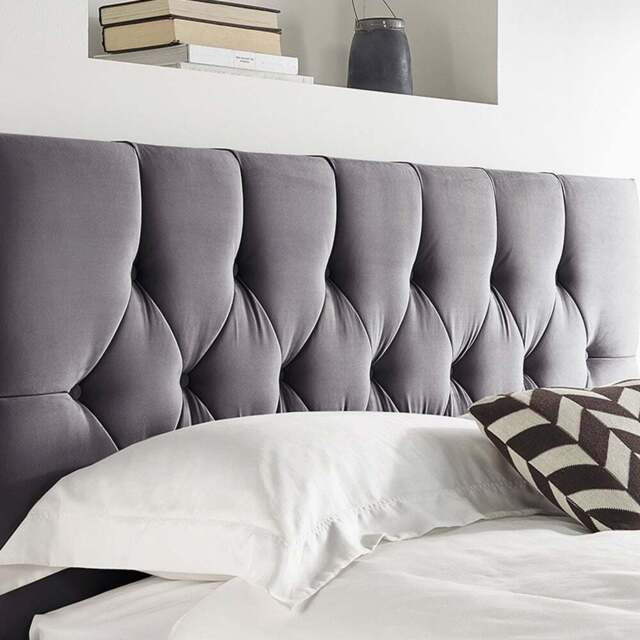 Aspire Furniture Catherine Lansfield Boutique Single Steel Brushed Velvet Headboard - Silver - Aspire Beds - Wilko - image 1